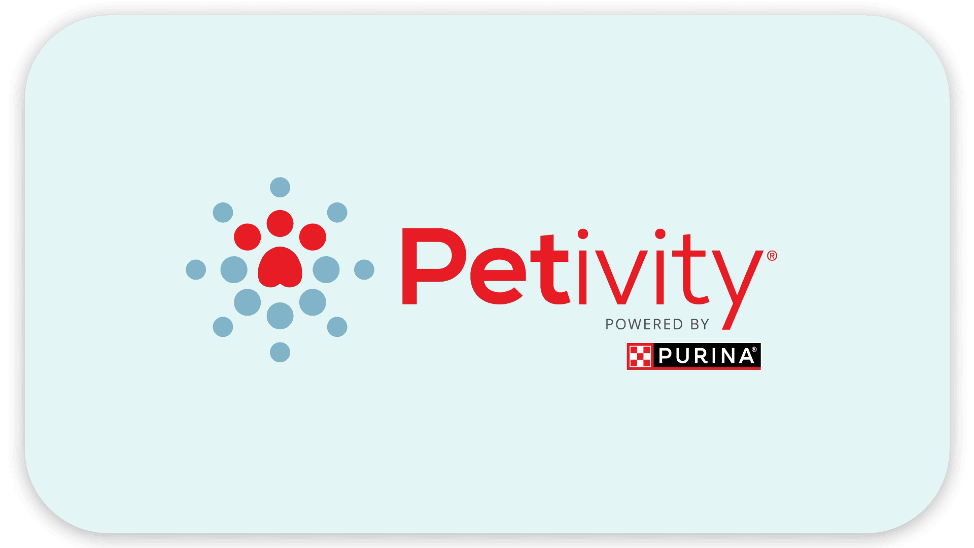 Petivity logo featuring a red paw print surrounded by blue dots.
