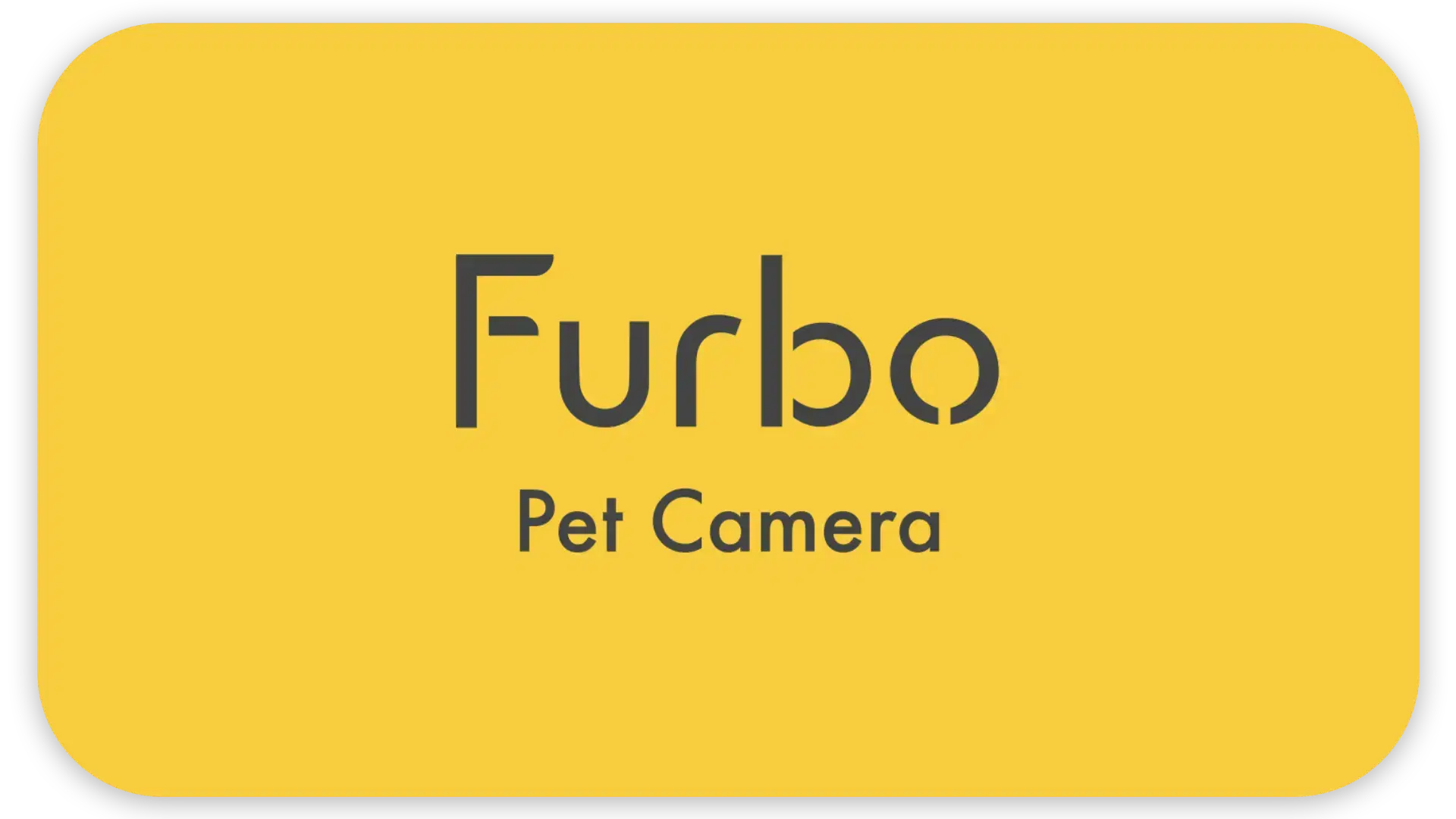 A yellow background reads "Furbo Pet Camera" in gray letters.