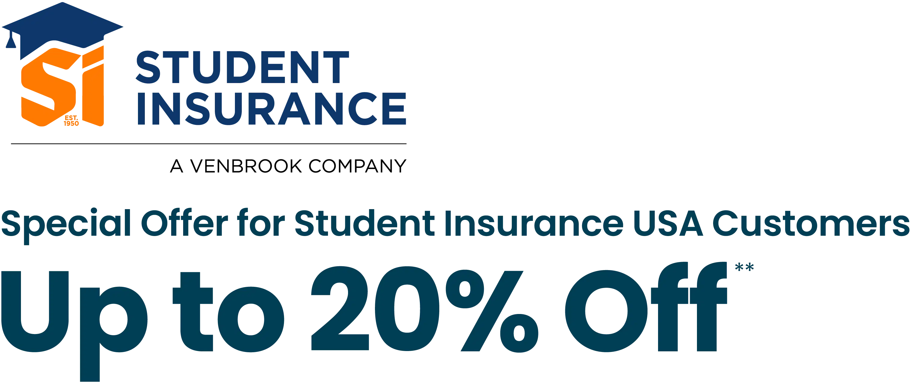 Promotional banner for Student Insurance offers 20% off to USA customers.