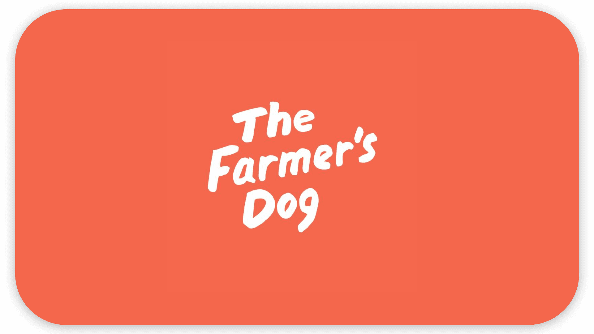 The image shows a logo with the text "The Farmer's Dog" on an orange background.