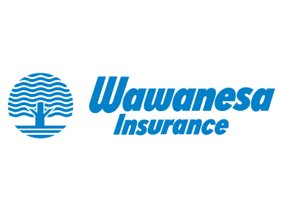 The image features the BlackBird logo on the left and the Wawanesa Insurance logo on the right. They are connected by a black 'x'. The BlackBird logo is red and the Wawanesa Insurance logo includes a blue illustration of a tree with wavy lines.