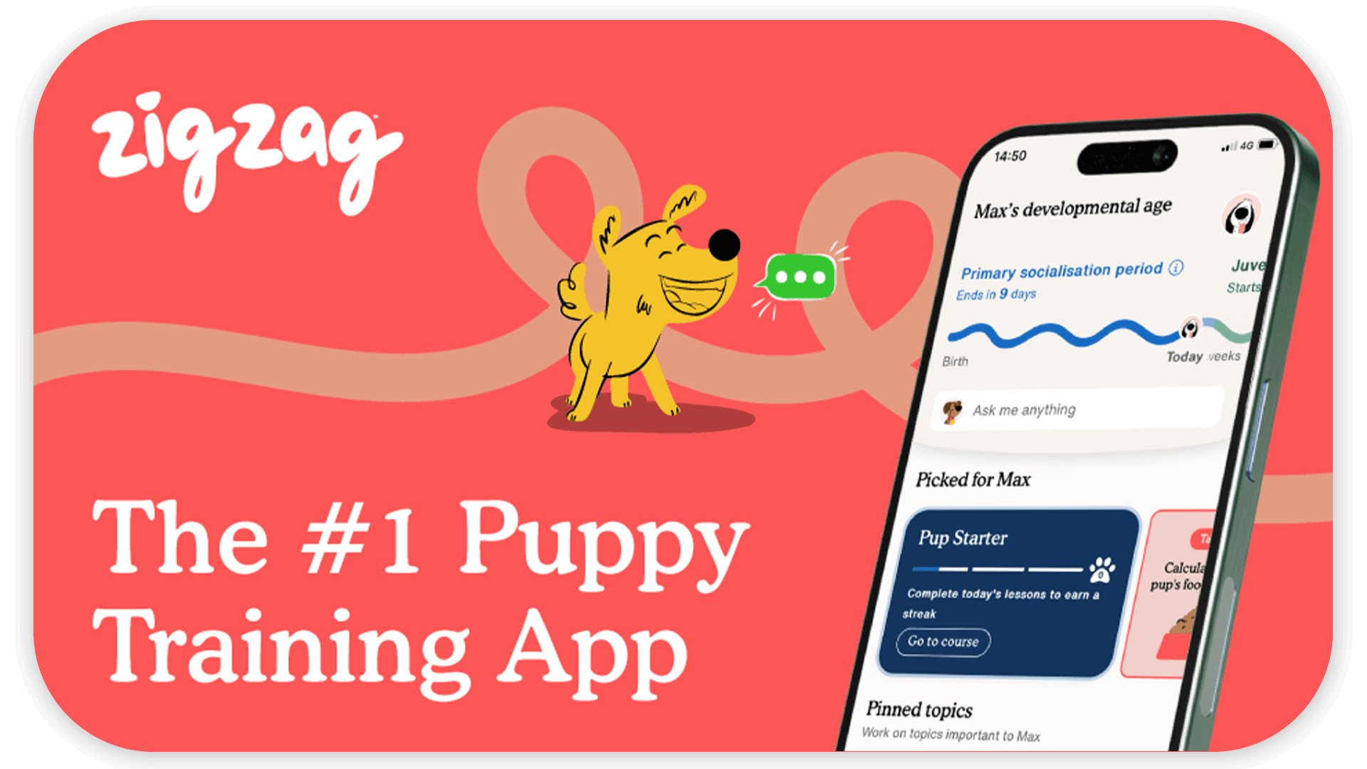 A red rectangular logo features the word "zigzag" in white rounded lowercase letters.