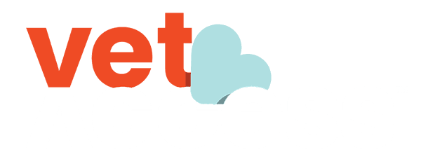 An abstract logo features red and white text with a light blue curved shape on the right against a plain white background.